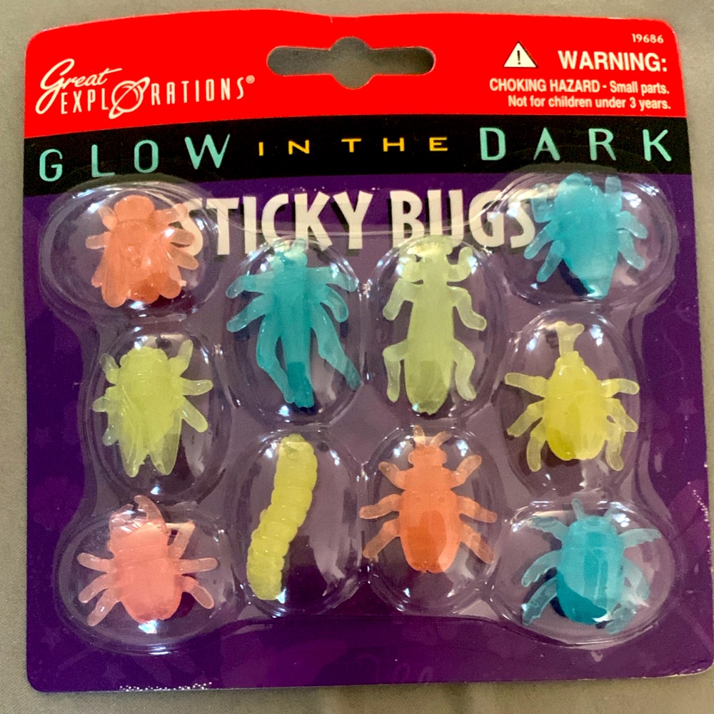 NIB Great Explorations Glow in the dark sticky bugs Y2K vintage